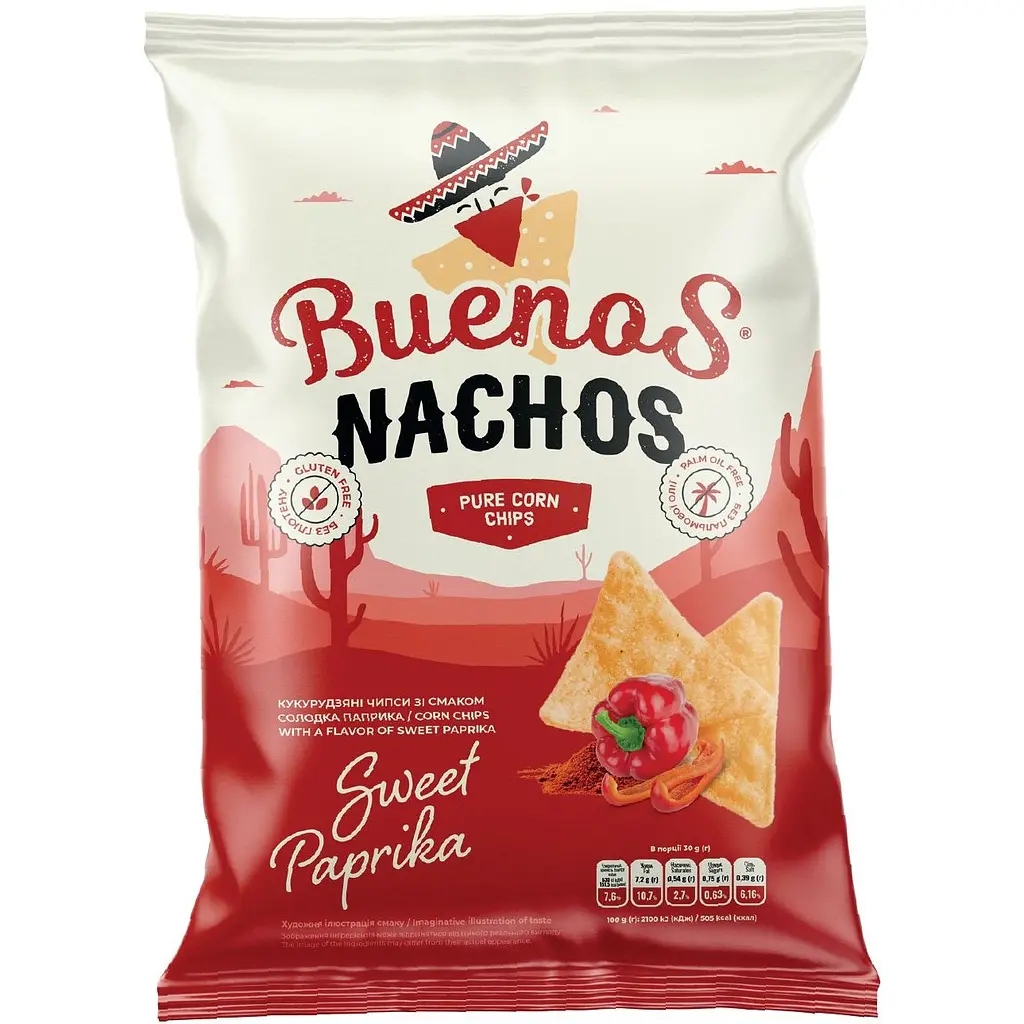Чипси кукур Buenos Nachos солодка паприка 90г