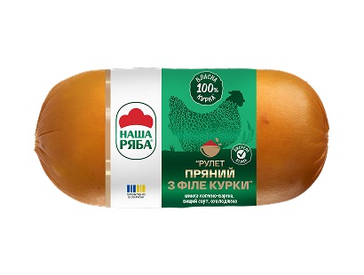 Шинка Рулет пряний з філе курки к/в в/с ш/о 500г Наша Ряба