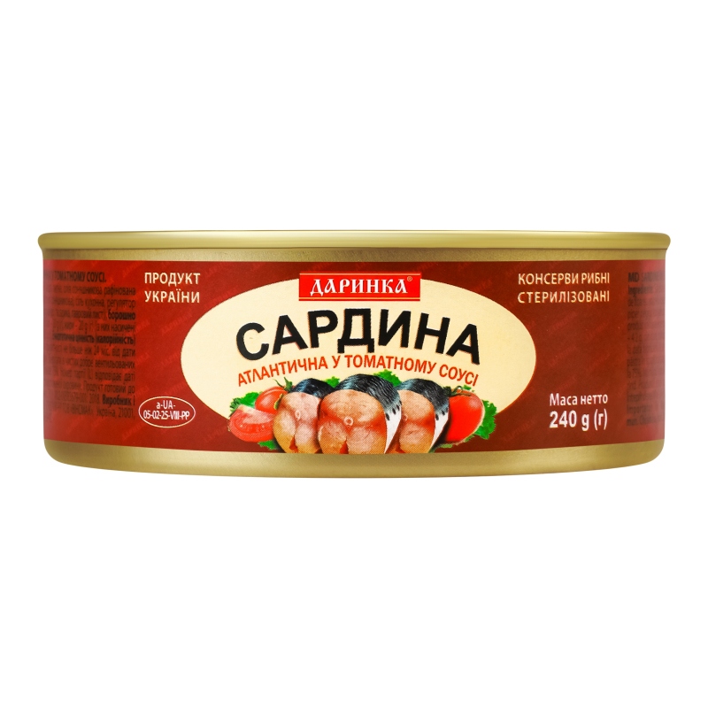 Сардина атлантична у т/с №3 ж/б 240г Даринка