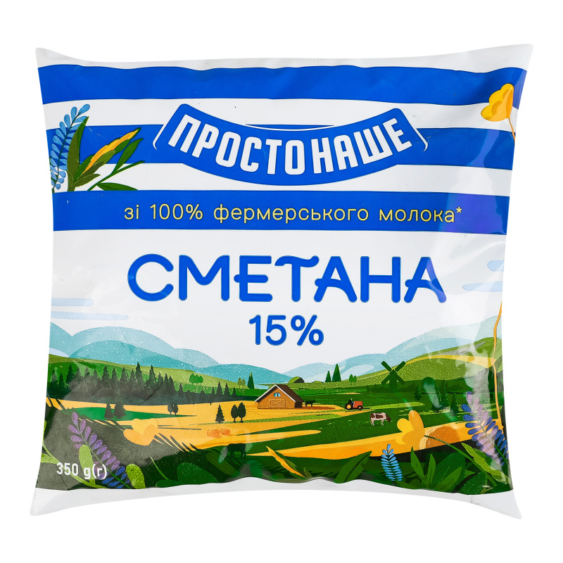 Сметана Простонаше 15% п/е 350г
