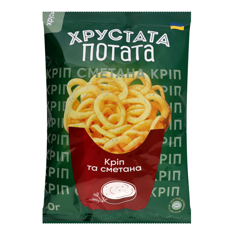 Снеки фігурні Цибуляні кільця кріп-сметана 50г Хрустата потата