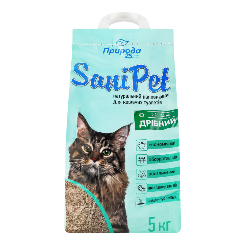 Наповнювач бентонітовий SANI PET дрібний 5кг Природа