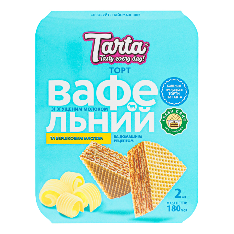 Торт Вафельний згущ.молоко-вершк.масло 180г ТАРТА