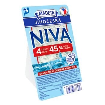 Сир Ніва блакитна плісень 45% 100г Madeta