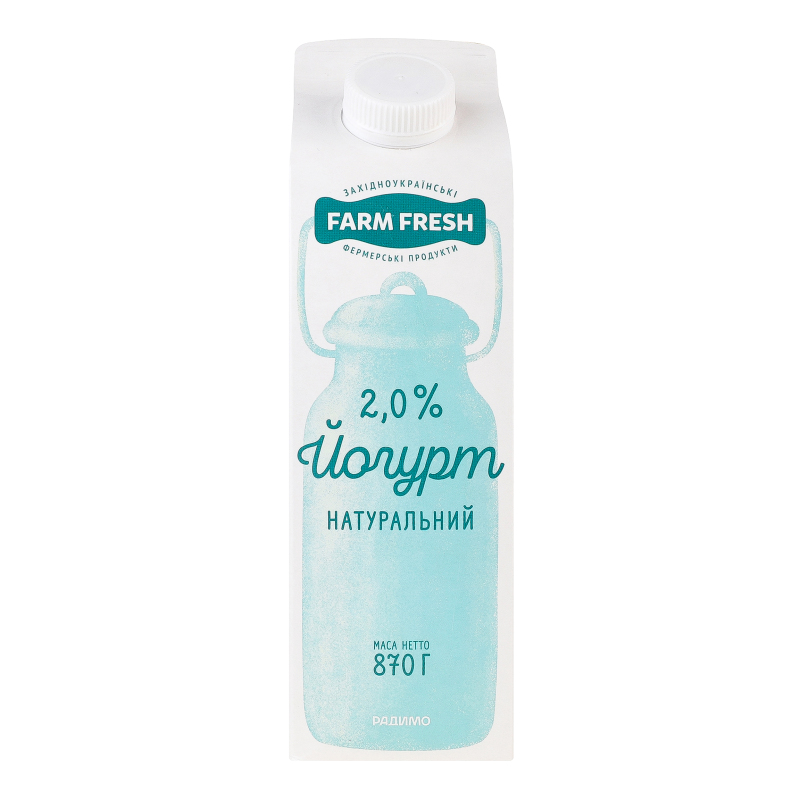 Йогурт Натуральний 2% п/п 870г Farm Fresh
